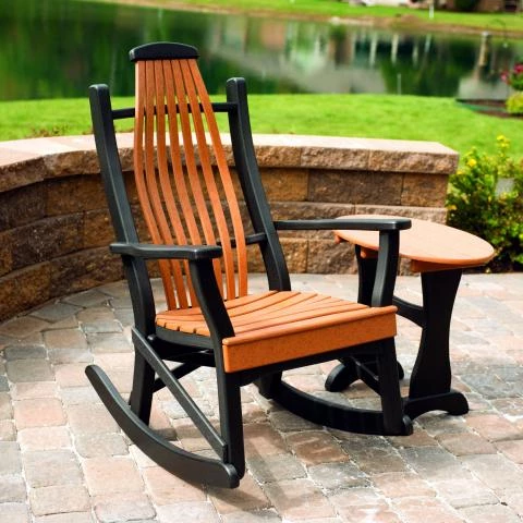 Amish Poly Woodland Rocker Pair Weathered Wood on Black